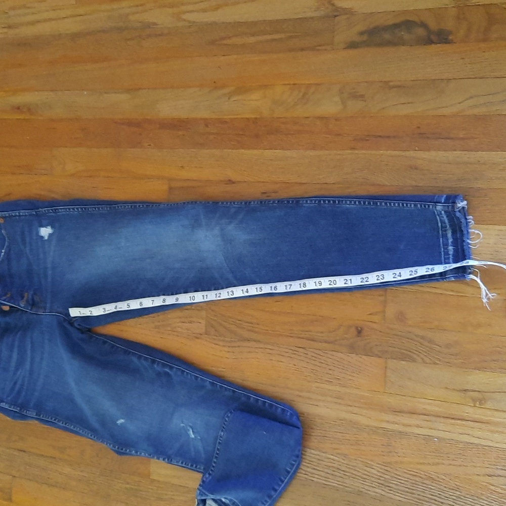 Madewell Blue Distressed Jeans with button fly and raw hem 27/4 - Picture 3 of 5